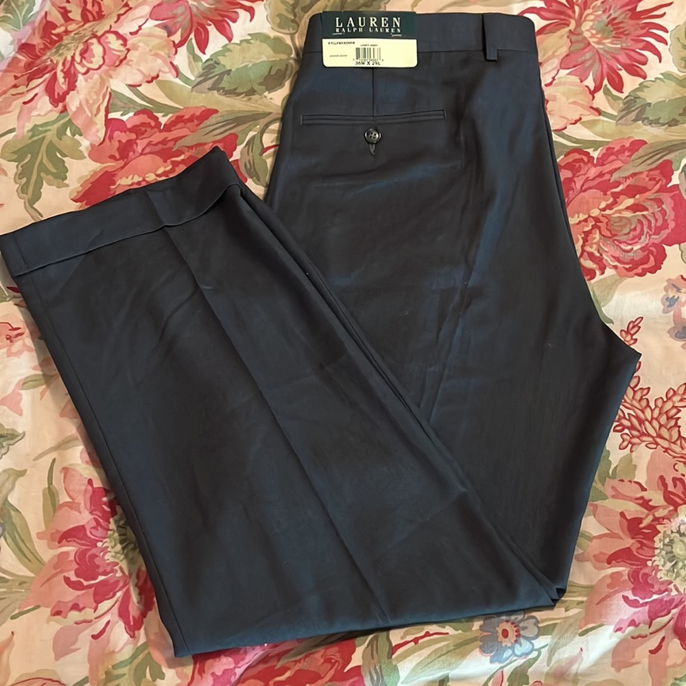 RALPH LAUREN Size 36W x 29L Low Pleat Front  Charcoal Gray Classic $129 NEW